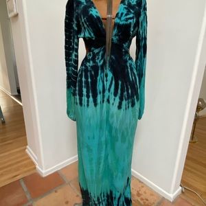 Tie dye Maxi cutout dress